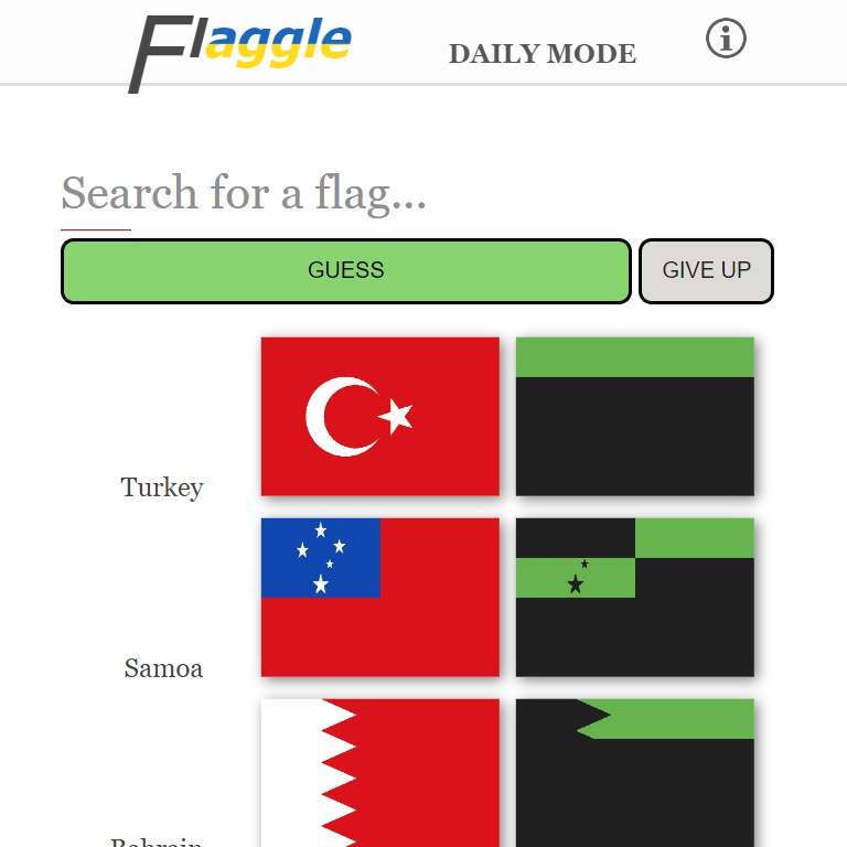 Country Flags - Flaggle Wordle - Vertical Wordle