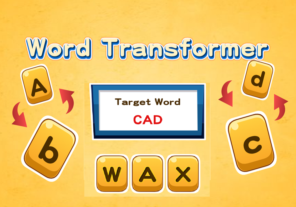 Word Transformer will help you improve your vocabulary and fast-thinking logic. Turn the letters in the target word such that they match.